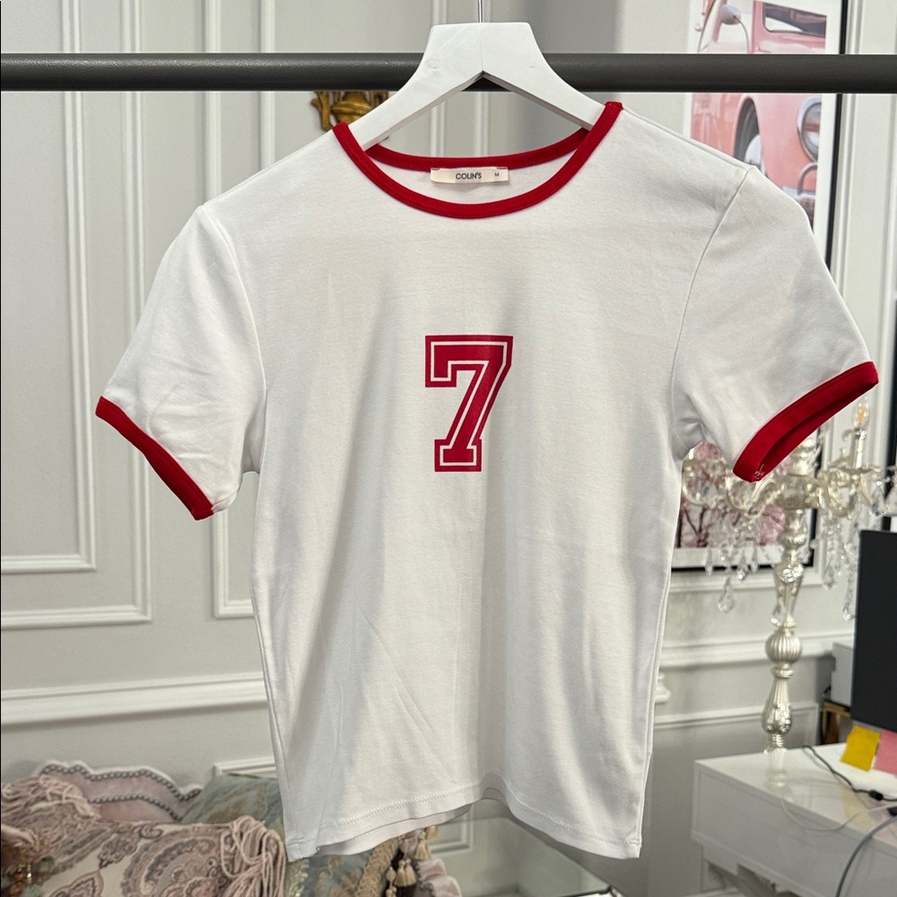 Colin’s  White Tee with Red Trim